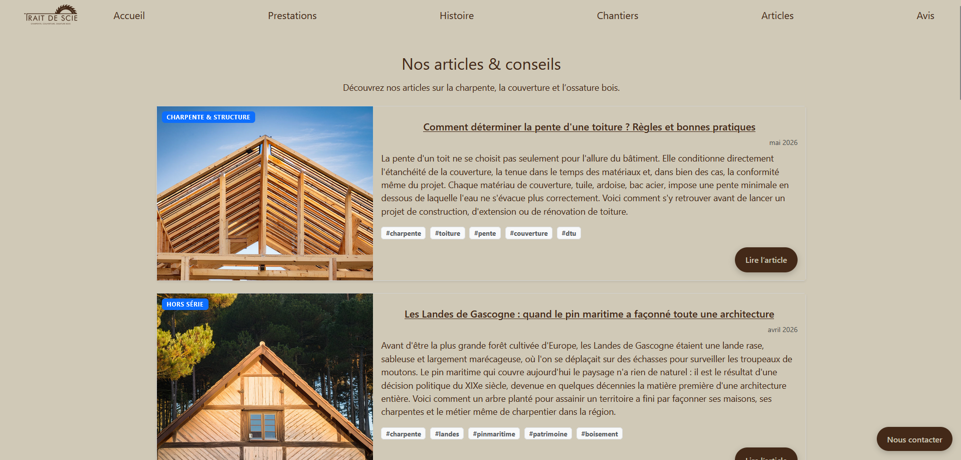 Blog de Trait de Scie consacré à la charpente, la couverture et l’ossature bois